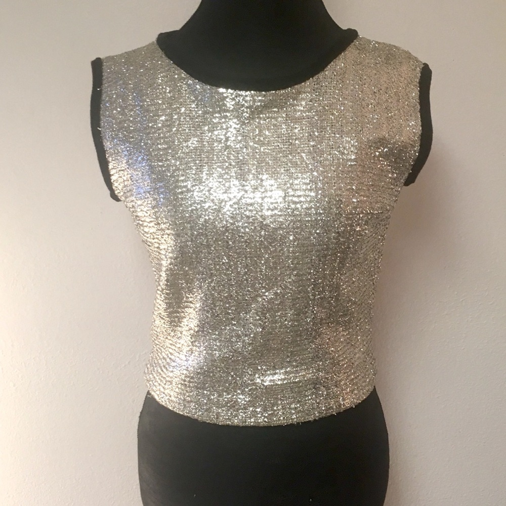 Vintage Silver Foil Crop Top